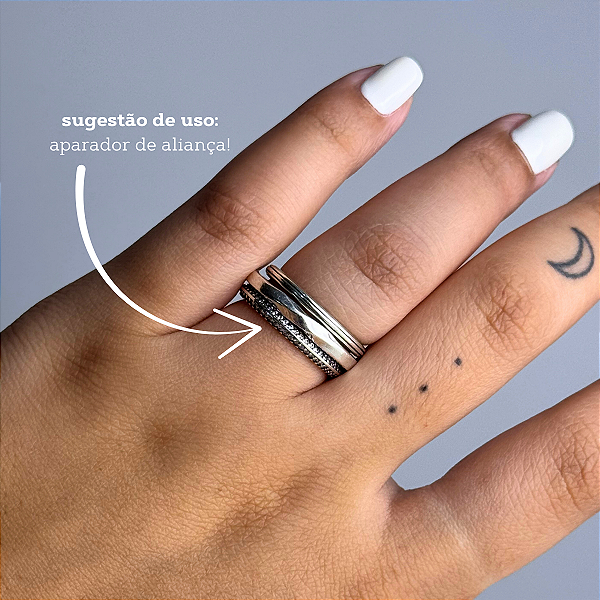 Anel Duplo Cravejado – Prata 925