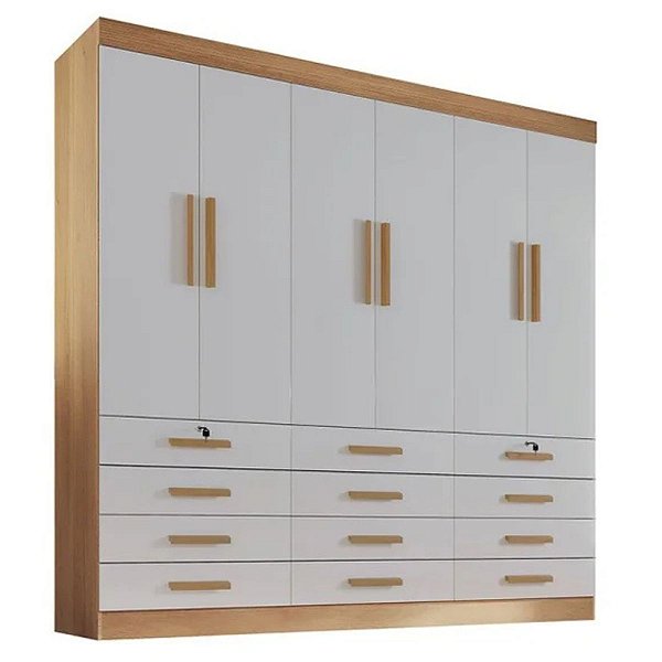 Guarda-Roupa Casal Mônaco 6P 12G D'Doro Cinamomo/Off