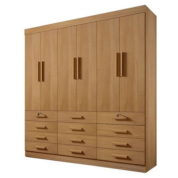 Guarda-Roupa Casal Mônaco 6P 12G D'Doro Cinamomo