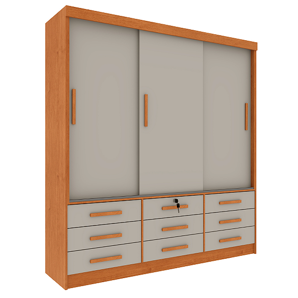 Guarda-Roupa Casal Chicago 3P 9G Tcil Cinamomo/Off