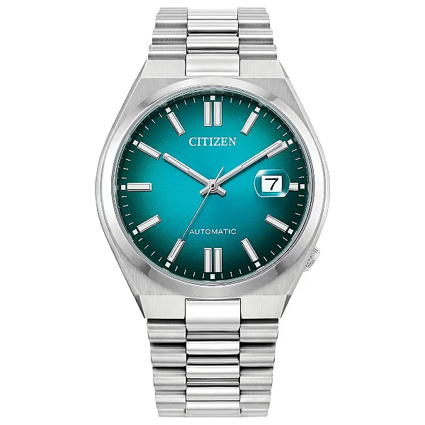 O Relógio Citizen Tsuyosa NJ0151-53XN Automático Verde Prata em Aço