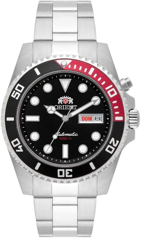 Relógio Orient Automático Submariner preto com vermelho 469SS068F P1SX