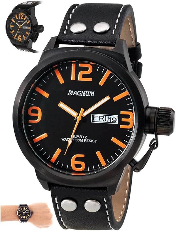 Relogio  Magnum Masculino Pulseira Couro  MA31524L