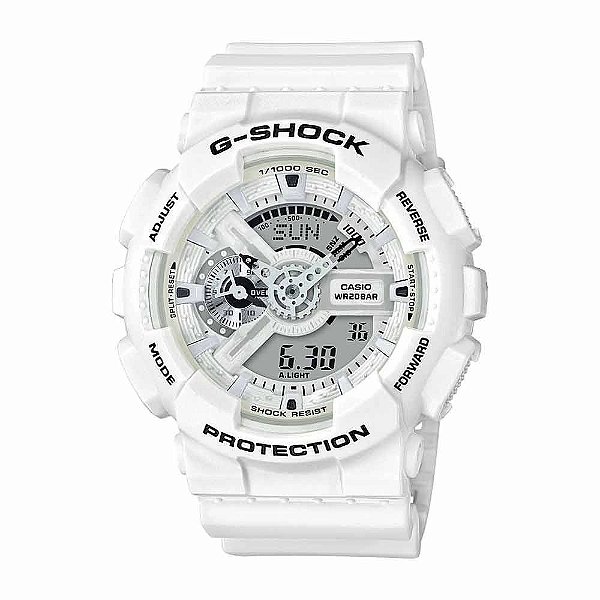 Relógio Casio G-SHOCK Masculino Anadigi Branco GA-110MW-7ADR