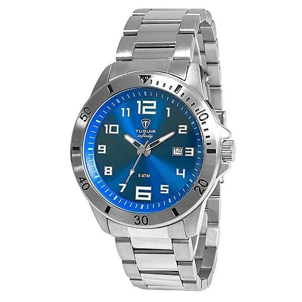 Relogio Masculino Tuguir Analogico Infinity TGI37010 Prata e Azul