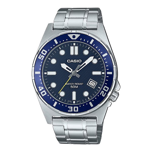 Relógio Casio Masculino Analógico Prata Azul MTD-135D-2AVDF