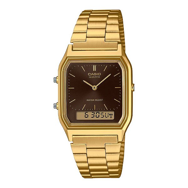 Relógio Feminino Anadigi Casio Vintage Dourado AQ-230GA-5AMQYDF
