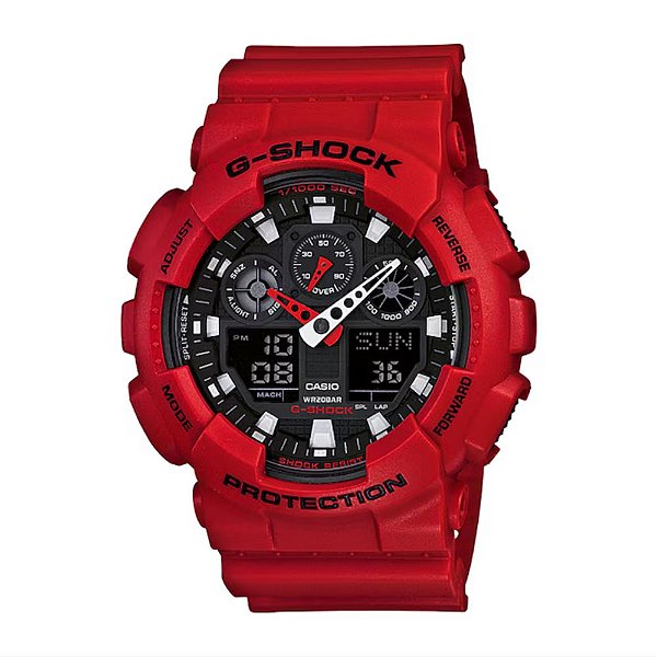 Relógio Casi G-SHOCK Masculino Anadigi Vermelho GA-100B-4ADR