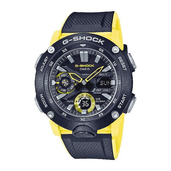 Relógio Casio G-shock Amarelo Fundo Preto GA-2000-1A9DR