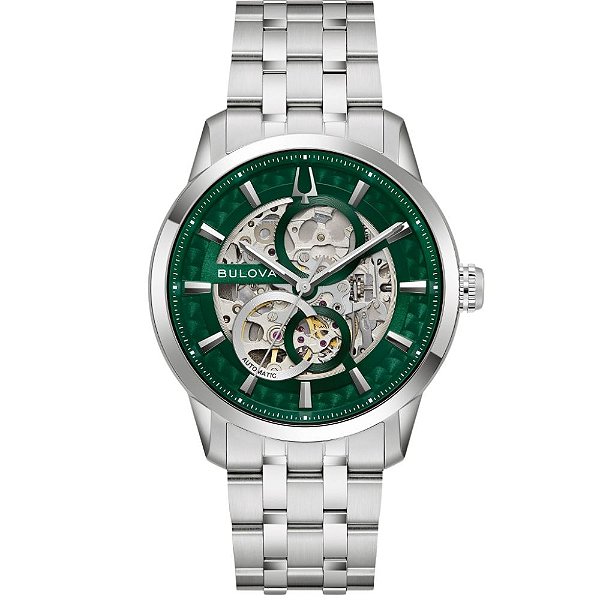 Relógio Bulova Sutton Skeleton Automático Verde 96A329