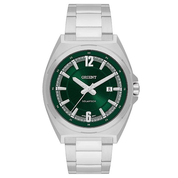 Relógio Orient Masculino Solar Prateado Verde MBSS1491 E2SX