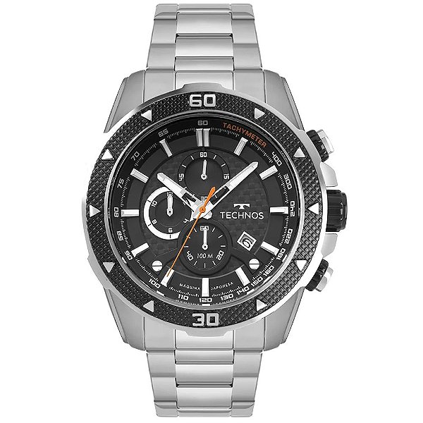 Relógio Technos Masculino Carbon Prateado Preto OS1ACB/1P