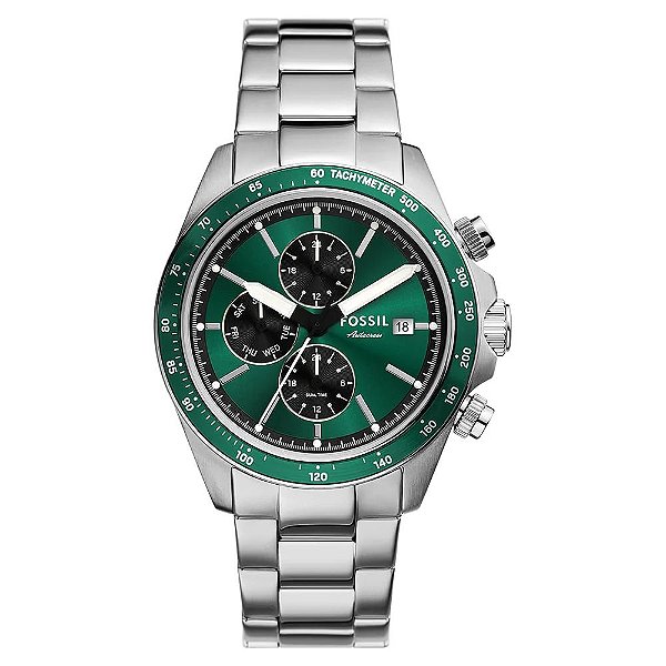 Relógio Fossil Masculino Autocross Prata Verde FS6127/1VN