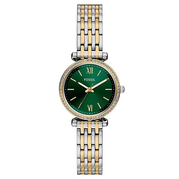 Relógio Fossil Feminino Carlie Bicolor Verde ES5439/1VN