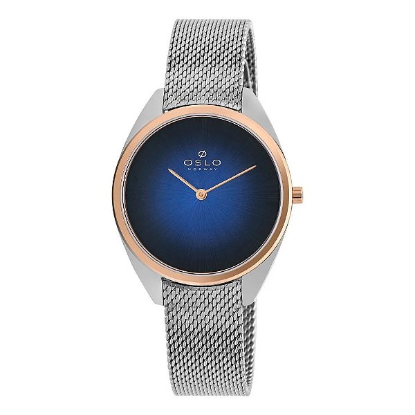 Relógio Oslo Feminino Prateado Slim Azul OFTSSS9T0050 D1SX