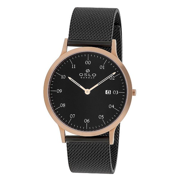 Relógio Oslo Masculino Slim Mesh Black Vidro Safira OMTSSS9U0019 P1PX
