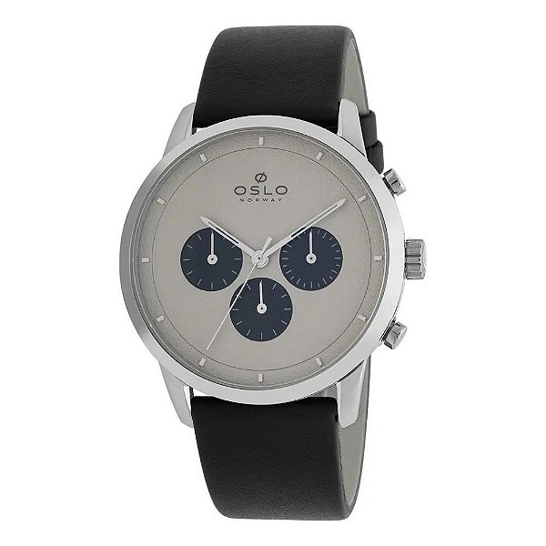 Relógio Masculino Oslo Cronógrafo Slim Couro Preto OMBSCCVD0001 I1PX