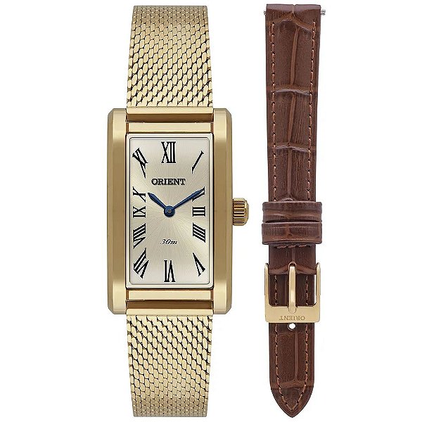 Relógio Feminino Orient Eternal Slim Dourado Champanhe LGSS0077 C3KX