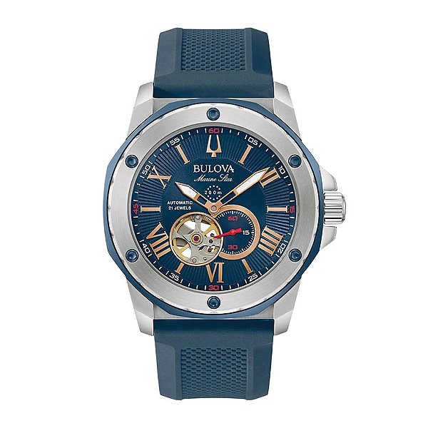 Relógio Bulova Marine Star 98A282 Open Heart Automático
