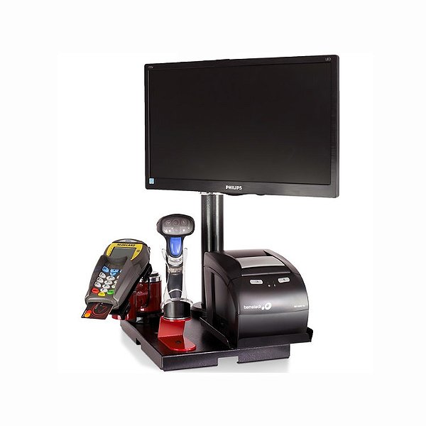 Suporte para Monitor, Cartão, Leitor de Código de Barras e Impressora