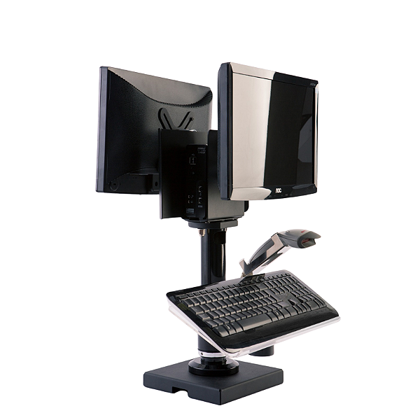 Suporte para Duplo Monitor, Minicpu, Teclado e Leitor de Código de Barras