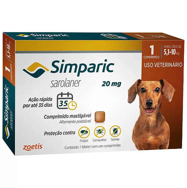 Simparic Sarolaner 20mg (5,1 - 10kg) - Zoetis