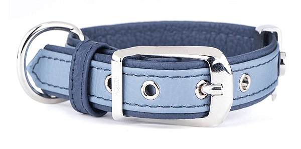 Coleira MyFamily Firenze em Couro genuíno - Azul Celeste