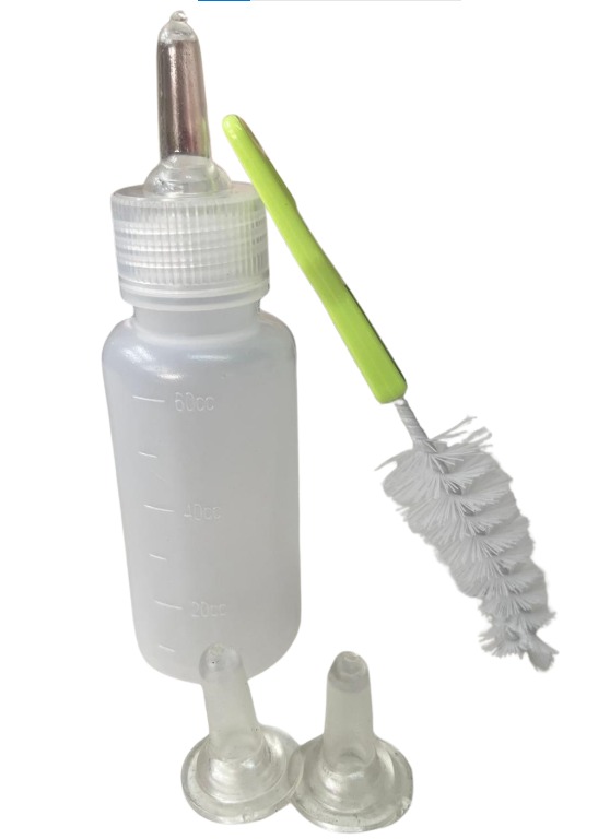 Mamadeira para filhotes + escovinha para limpeza + dois bicos