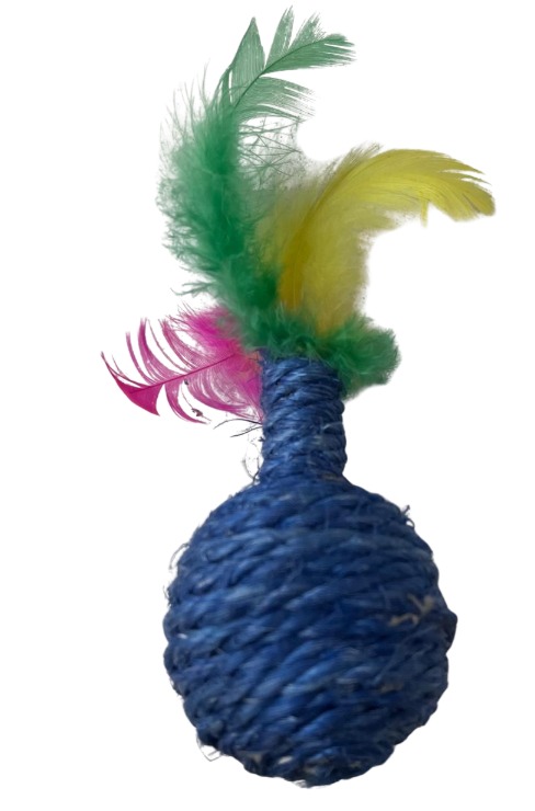 Bolinha de Corda Com Penas