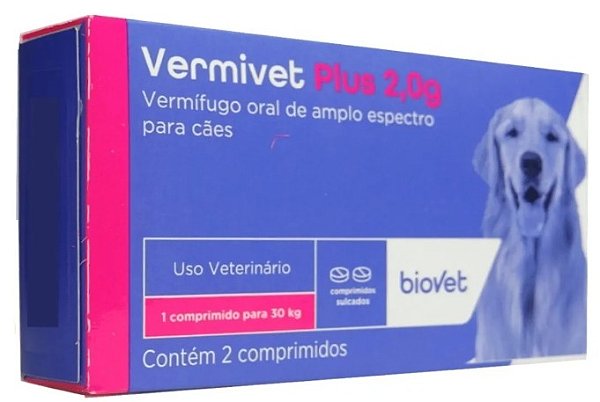 Vermivet Plus 2,0g - Até 30kg (2 comprimidos)