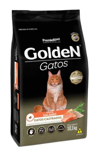 Ração Golden Gatos Castrados Salmão - 10Kg