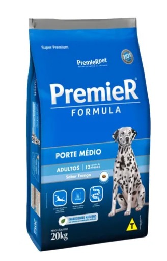 Ração Premier Adultos Porte Médio Frango - 20Kg