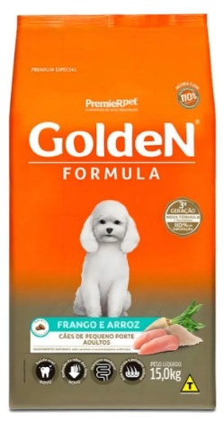 Ração Golden Cães Adultos Porte Pequeno Frango e Arroz - 15Kg