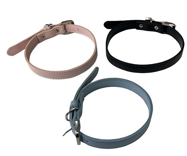 Coleira de Couro Lisa Fina