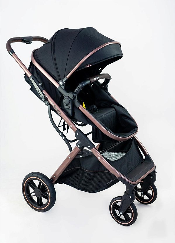 CARRINHO MOISÉS ZOE PRETO BRONZE - GALZERANO
