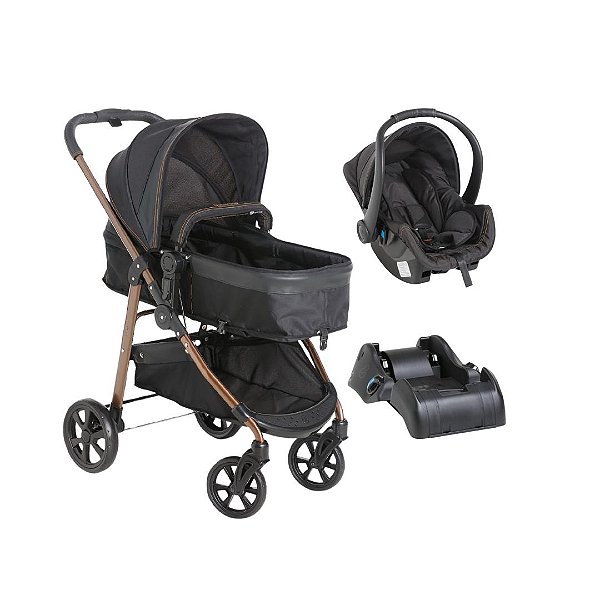 CARRINHO MOISÉS 3 EM 1 EXTREME CARBON + BEBÊ CONFORTO COCOON + BASE - GALZERANO