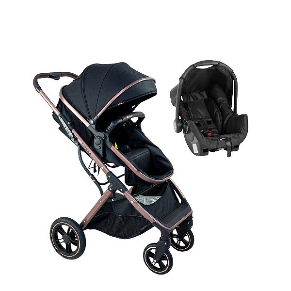CARRINHO ZOE PRETO + BEBÊ CONFORTO GRID - GALZERANO