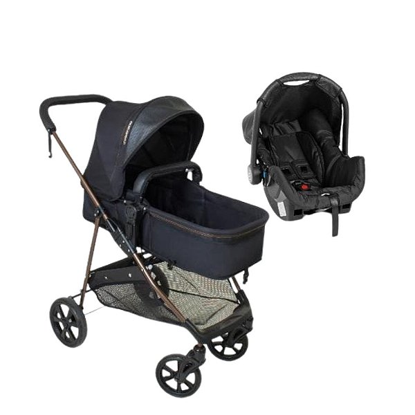 CARRINHO TRAVEL SYSTEM NAPOLI PRETO/COBRE - GALZERANO