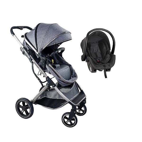 CARRINHO ZOE CINZA + BEBÊ CONFORTO COCOON ZOE - GALZERANO