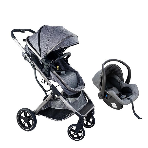 CARRINHO ZOE CINZA + BEBÊ CONFORTO COCOON ZOE - GALZERANO