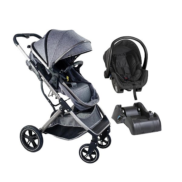 CARRINHO ZOE CINZA + BEBÊ CONFORTO COCOON ZOE + BASE - GALZERANO