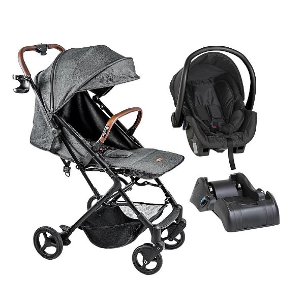 CARRINHO KIRA GRAFITE + BEBÊ CONFORTO COCOON + BASE - GALZERANO