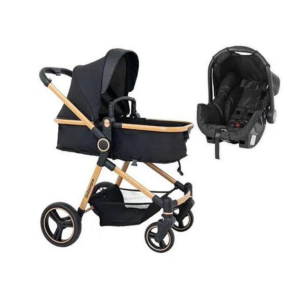 CARRINHO MOISÉS 3 EM 1 IVY GOLD + BEBÊ CONFORTO GRID - GALZERANO