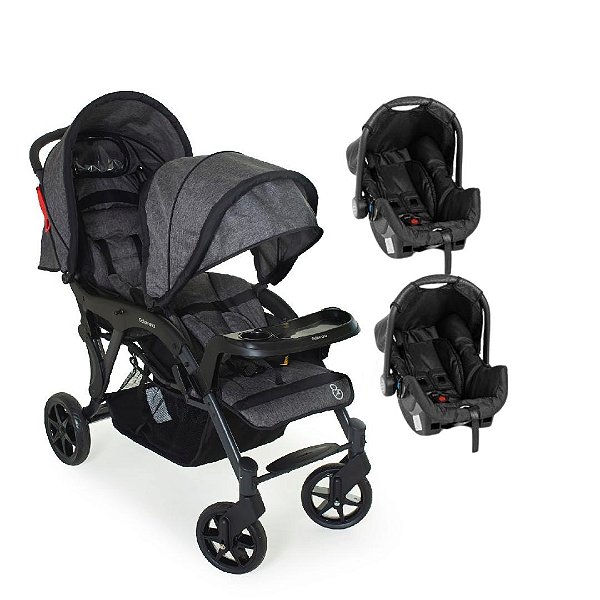 CARRINHO DE GEMÊOS DOPPIO II + BEBÊ CONFORTO GRID - GALZERANO