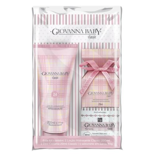 Kit Giovanna Baby Hidratante 200m + Sabonete Em Barra 90g + Colonia Classic 20ml + Nécessaire