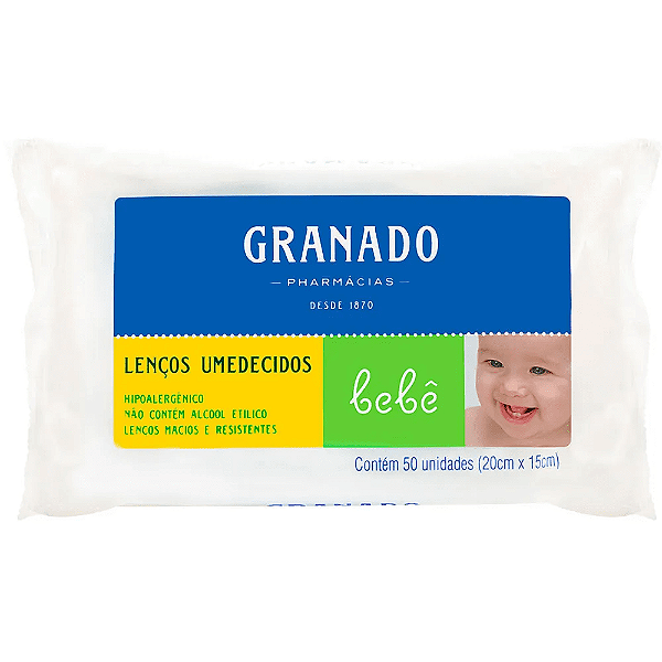 Lenços Umedecidos Bebê Tradicional Granado Com 50 Unidades