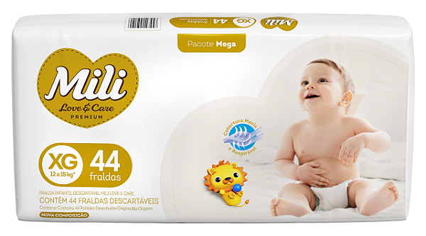Fralda Mili Love & Care XG Mega Com 44 Unidades