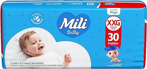 Fralda Mili Baby Mega Xxg Com 30 Unidades