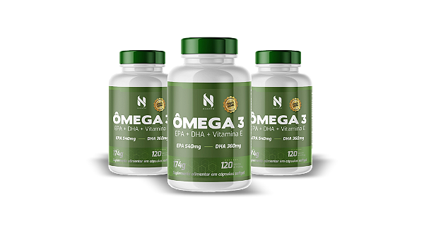 ÔMEGA 3  EPA + DHA + Vitamina E | Combo com 3 Und