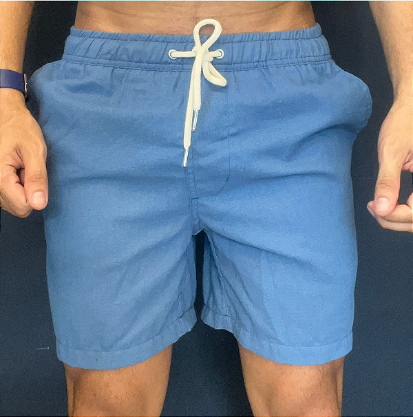 Short de Linho Azul   Masculino | Bony Brazil